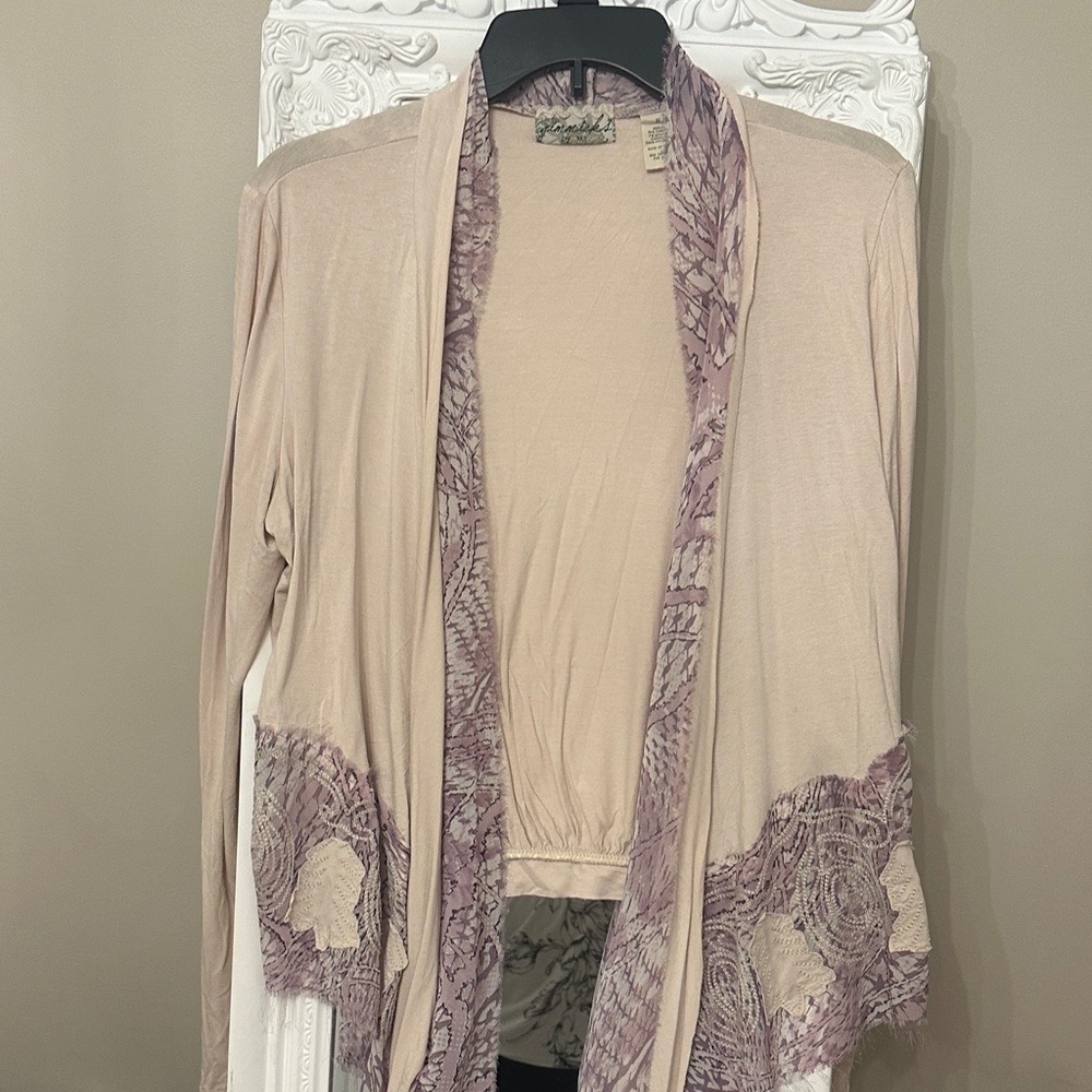 Gimmicks by BKE Beige and Purple Cardigan